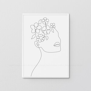 Druckbare Gesicht In Gelben Blumen Linie Zeichnung Kunst Etsy