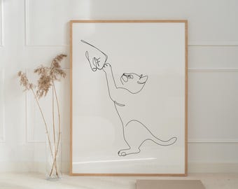 Cat Fist Bump Line Art Print: Minimalist Pet Lover Decor (Digital Download)