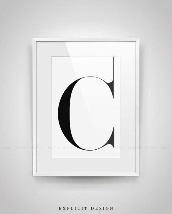 large c letter printable complementing poster black and etsy