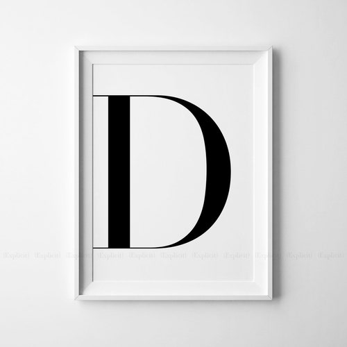 Large M Letter Printable Monochrome Poster Black and White - Etsy