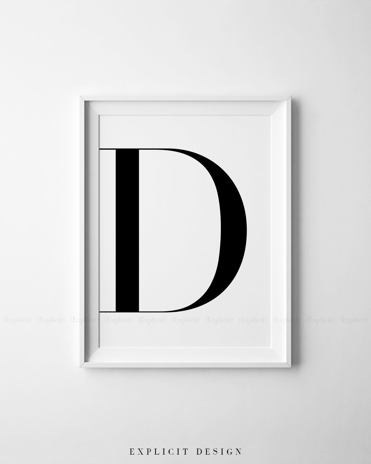 Large D Letter Printable Monochrome Poster Black and White | Etsy