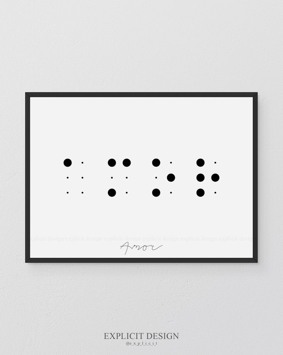 Amor En Braille Printable Blind Alphabet Dots Print Black Etsy Amor En Braille Printable Blind Alphabet Dots Print Black Etsy