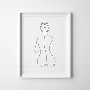 One Line Female Back Form Printable, Minimalist Nude Woman Body Figure Art, Naked Bottom Prints, Butt Illustration Poster, Digital Ass Print image 7