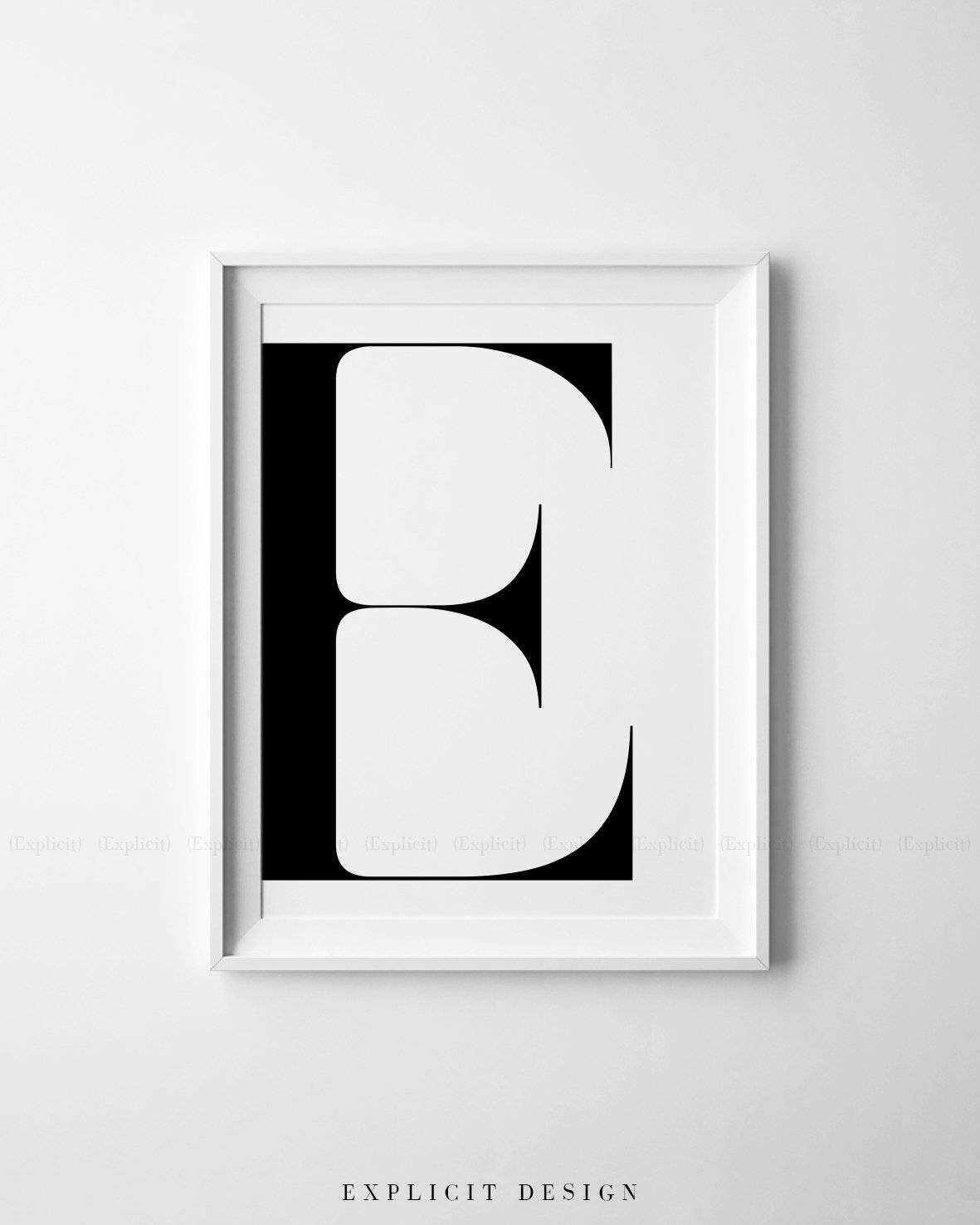 large e letter printable complementing poster black and etsy