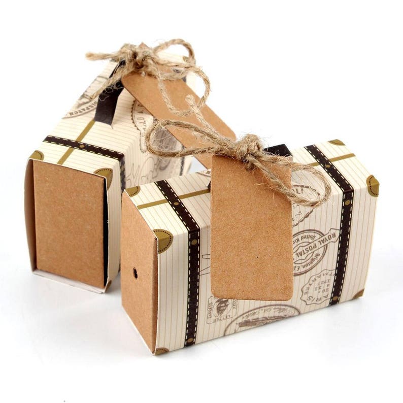 50PCS Wedding Favor Mini Suitcase Gift Box Kraft Paper Candy Box Party Supply US