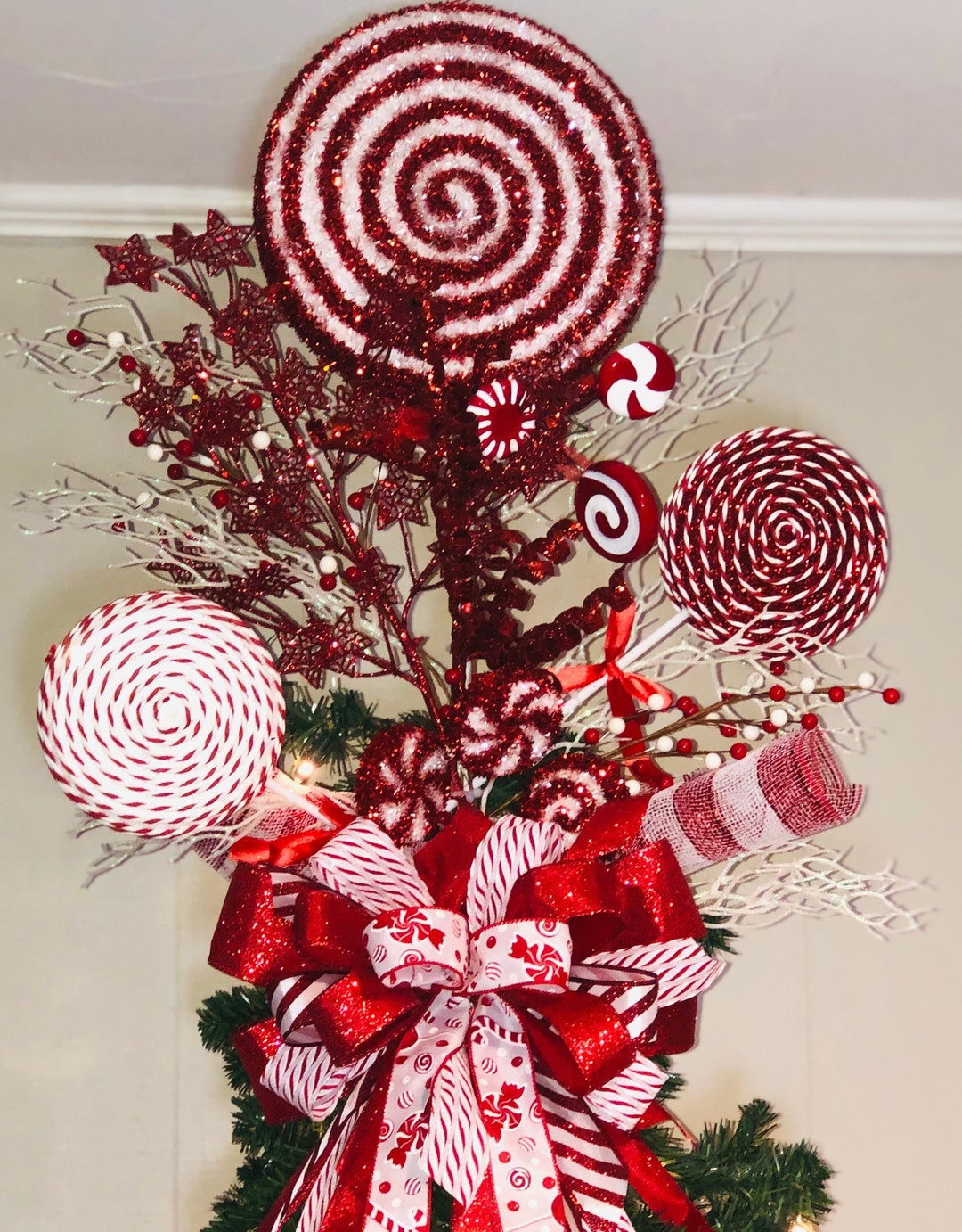 Candy Tree Topper Christmas Tree Topper Peppermint Tree Topper
