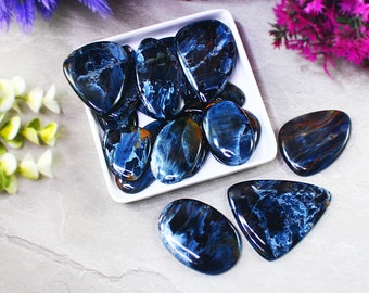Pietersit Cabochon – Golden Red Indigo Tempest Stein
