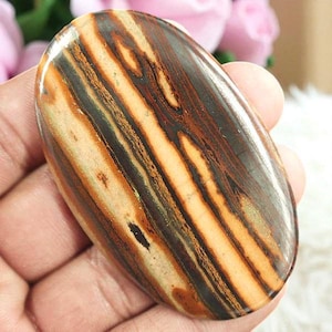 Nat. Iron Tiger Eye Cab – Striking Chatoyance with Layered Iron-Rich Matrix
