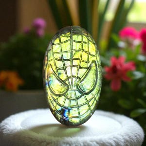 Rarest Exclusive Full Color Flashy Natural Labradorite Carved Special Inspired Face Cabochon Flat Back Polished Gemstone