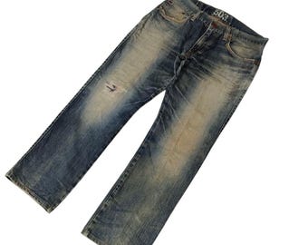 Pantalones vaqueros Edwin 503 vintage: mezclilla desgastada y desteñida, estilo urbano Y2K (cintura 34)