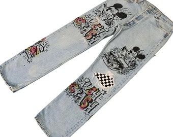 Vintage Levis 501 Jeans: Mickey Mouse Distressed Denim (w35x32) - Etsy
