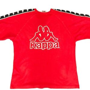 Vintage 90s Kappa Side Tape T-Shirt Sportwear Streetwear Size L