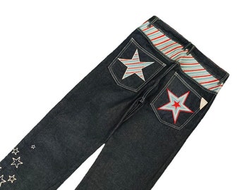 Crazy Vintage Y2k Sygf Stars Bestickte Jnco Style Baggy Jeans Streetwear Visvim Undercovers Number Nine Hysteric Glamour Taille 33