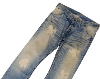 Flare Jeans Tete Homme Distress Denim Bootcut Y2k Vintage 