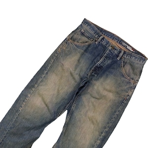 W34x29.5 Baggy Jeans Volcom Distress Faded Wide Leg Jeans Y2k Streetwear Vintage Hip Hop Rapper Jnco Dogtown Southpole Fubu Waist 34