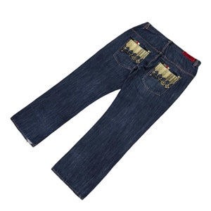 W38x33 Baggy Jeans G-Unit Medal Embroidered Denim Wide Jnco Y2k Vintage True Religion Ed Hardy Ecko Southpole Streetwear Hip Hop Waist 38