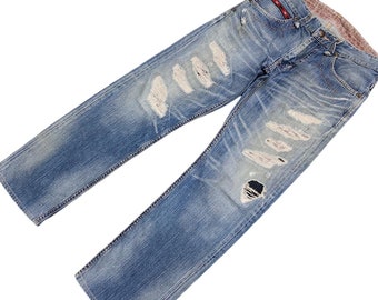 Vintage Y2K Edwin Distressed Denim Jeans - Repaired Boro, W32