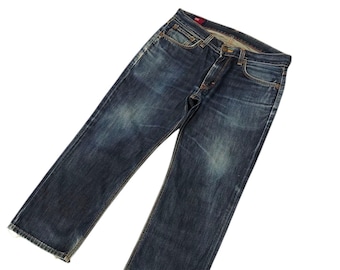 Vintage jaren 90 Edwin 503 denimjeans, vervaagde distress, taille 35
