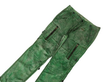 Vintage marca japonesa sucio verde tinte cargo pantalones streetwear lgb si seis fuera nueve histérico glamour tornado mart cintura 32