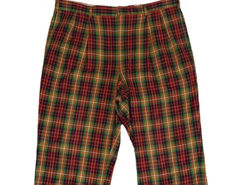 Vintage 90s Baracuta Plaid Checkered Baggy Wide Leg Trouser Pants Waist 37