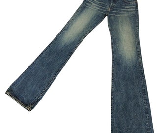 EDWIN 503 archive denim flare pants 00s’ Vintage Edwin 503 Blue Trip Flare Jeans - Y2K Boot Cut Denim W31
