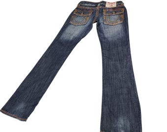 VINTAGE 2000s Y2K TRUE RELIGION Low Rise Waist Britney Blue Denim