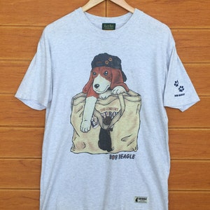 Vintage 90s East Boy Bob Beagle Mirror Print T-Shirt / rugged / Hip Hop / Swag / Size M