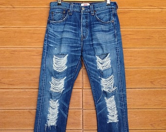 Levi's アメリカ製 501 パッチワークデザイン　カスタムジーンズ デニム W36表記 usa製 リーバイス 501 リペアカスタム リメイクデニム
