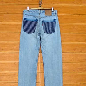 W32x31.5 Vintage LEVIS 501 Reconstructed By SAMPLE Denim Jeans / Vintage Levis 501 Light Wash Jeans / Size 32