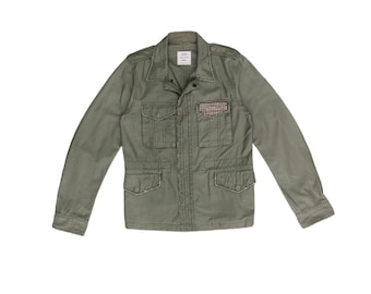 Vintage Beams Studded Pocket Military Shirt - Olive Green Size M