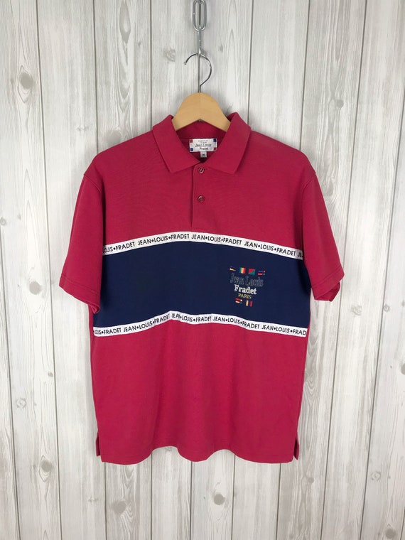 Rare Vintage JEAN LOUIS FRADET Raglan Polo Shirt Medium Size Nice 