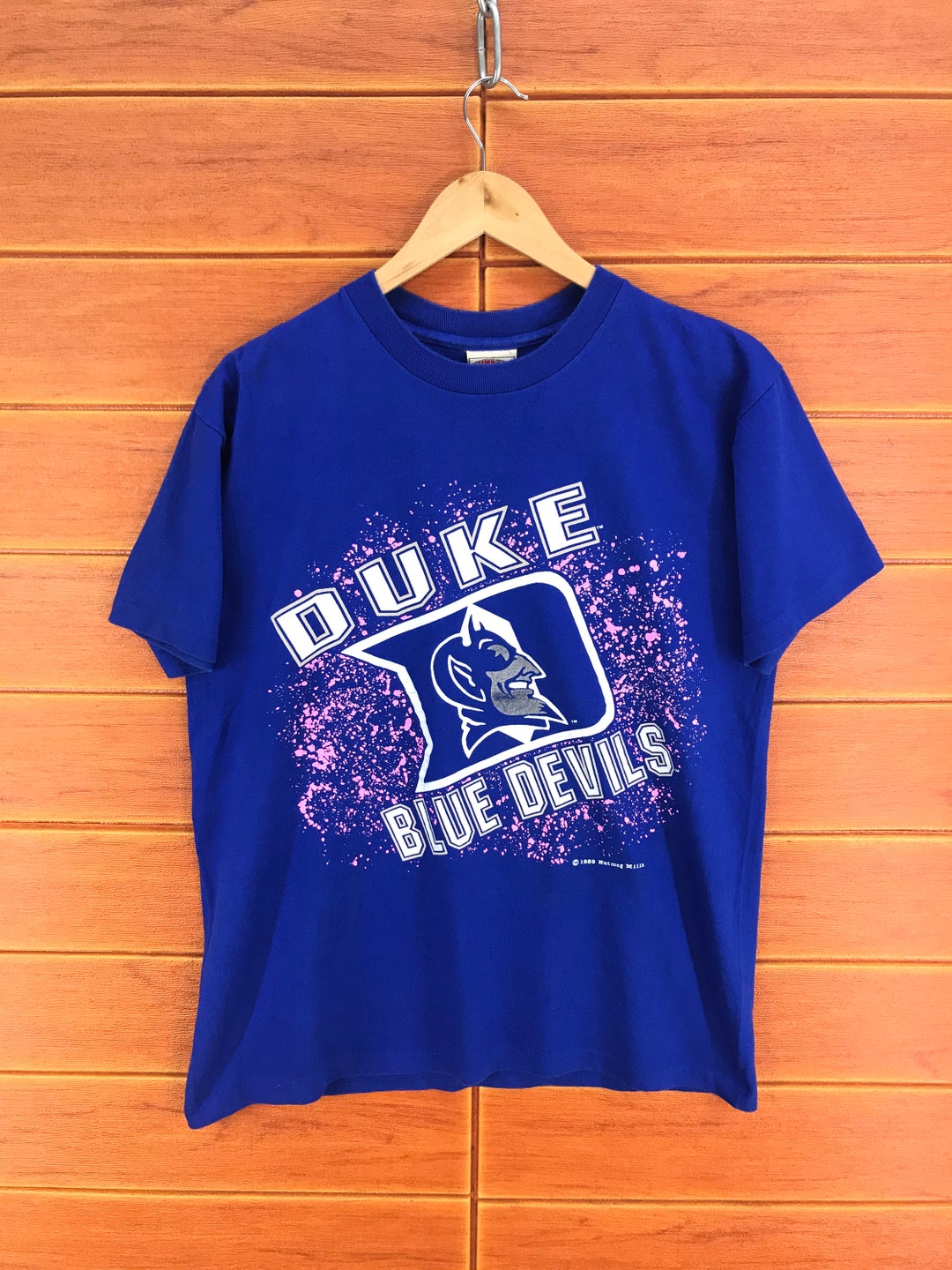 Vintage 80s Duke Blue Devils T-shirt - Nutmeg Mills NCAA - Size M