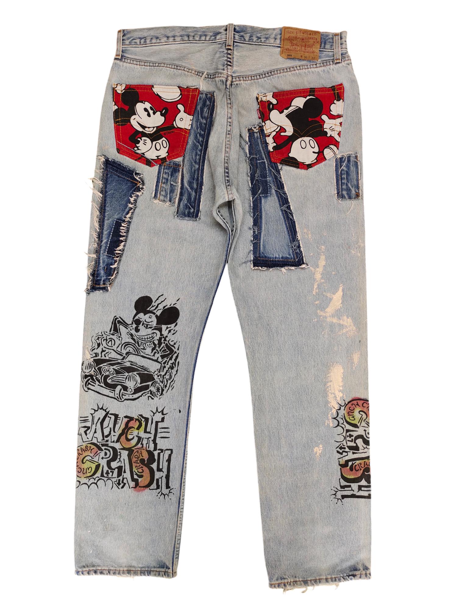 Vintage Levis 501 Jeans: Mickey Mouse Distressed Denim (w35x32) - Etsy