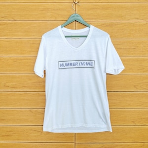 Vintage Number (N)ine Denim Spell Out Logo V-neck T-Shirt / Size M