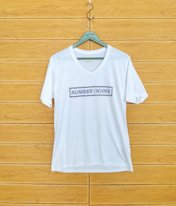 Vintage Number (n)ine Denim Spell Out Logo V-neck T-shirt / Size M