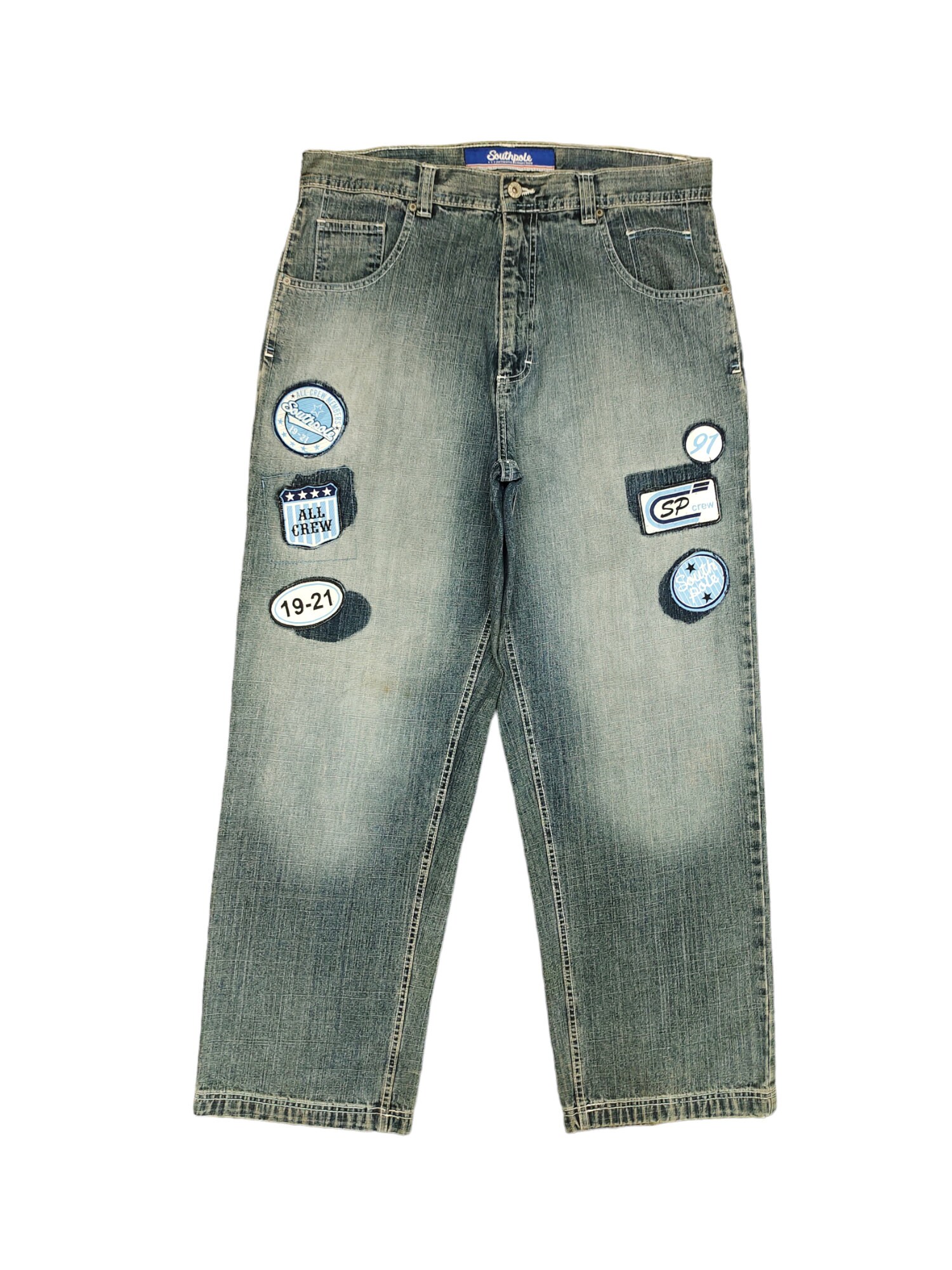 W36x32 Baggy Jeans Southpole Patches Denim Wide Loose Jnco W36x32 Baggy Jeans Southpole Patches Denim Wide Loose Jnco