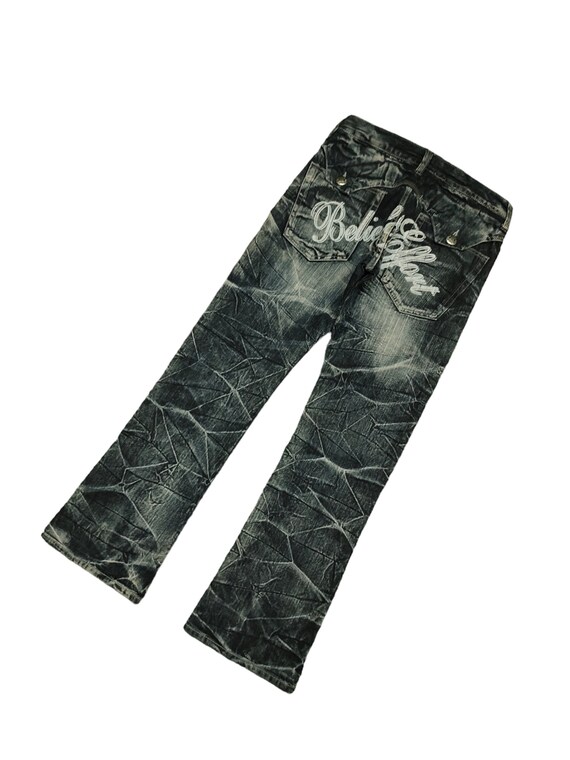 W31x32.5 Flare Jeans Wild Life Spider Web Skull Denim Bootcut Y2k 