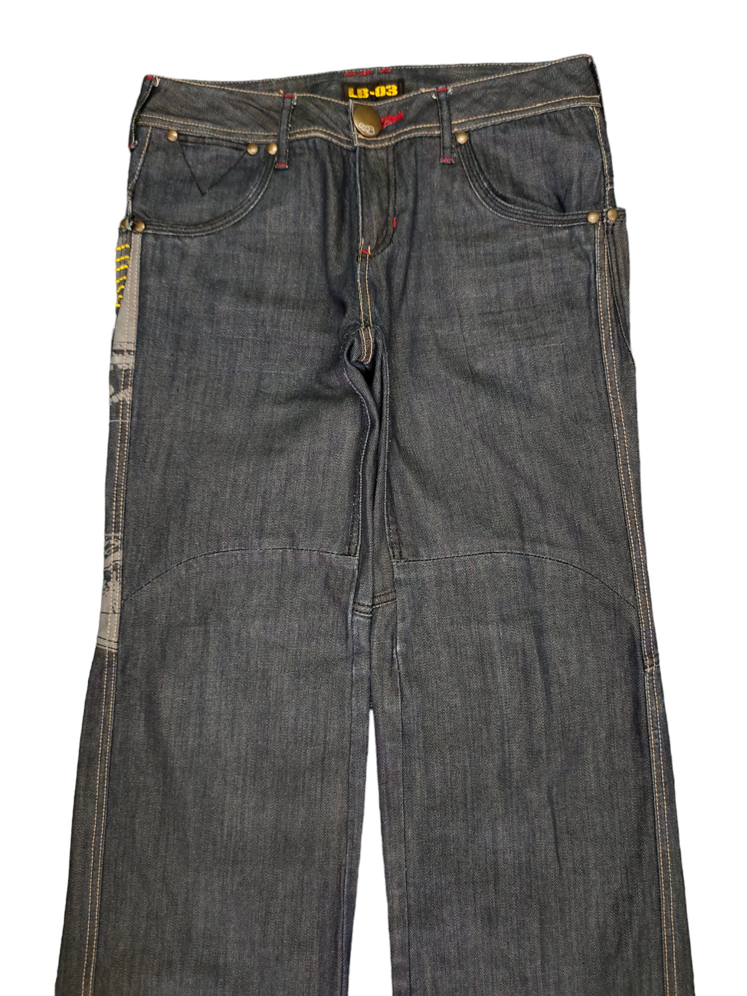 W29x29.5 LB-03 Embroidered Design Wide Loose Denim Pants 90s