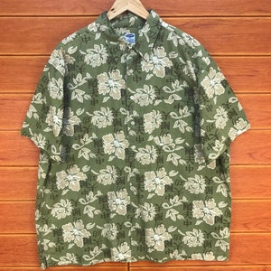 Vintage Japananese Kanji & Hibiscus Hawaiian Shirt / Aloha Wear / Rockabilly Shirt / Surfer Shirt / Beach Party / Size XL