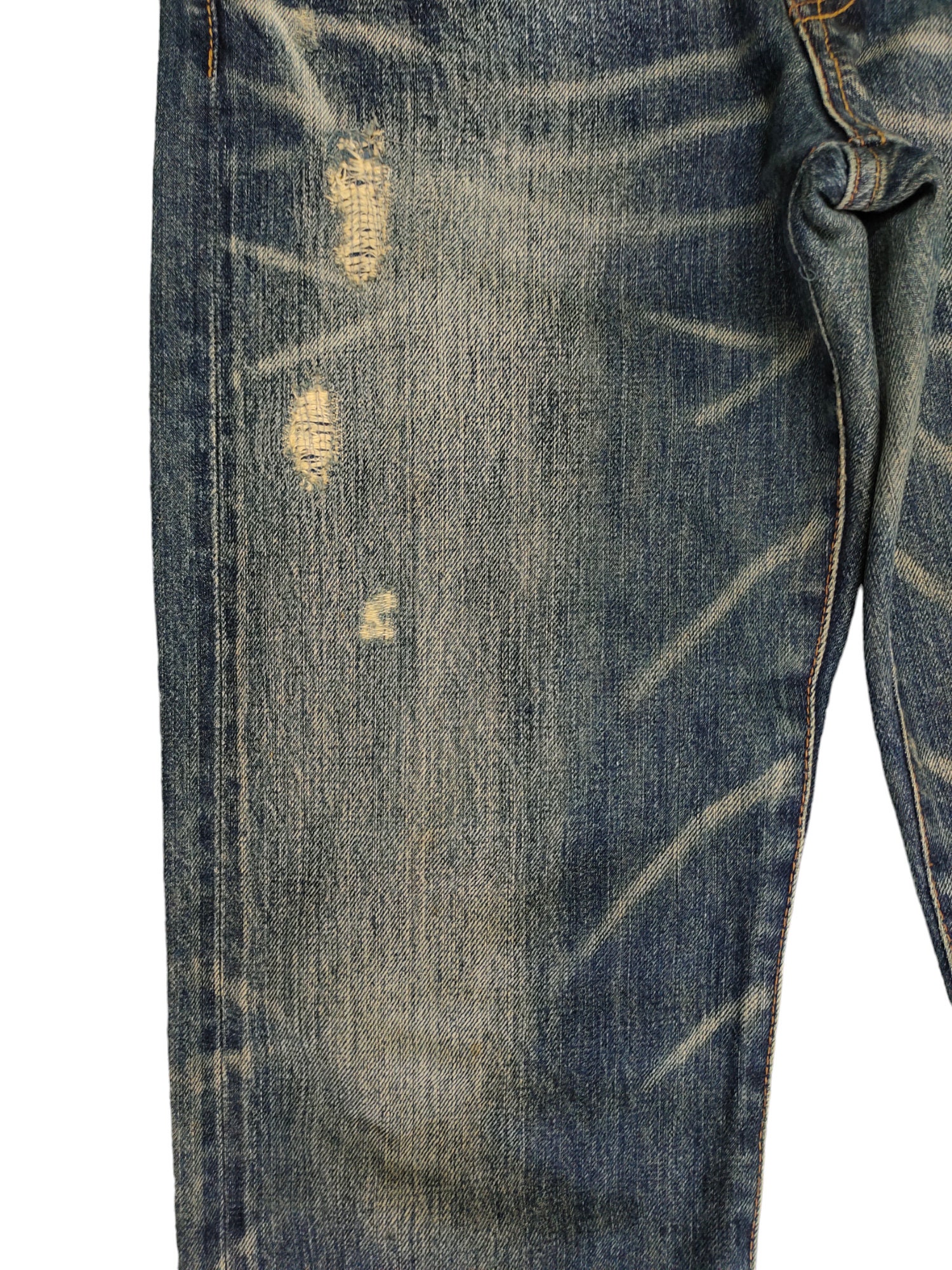 Vintage GOA Selvedge Denim Jeans W32: Distressed Faded