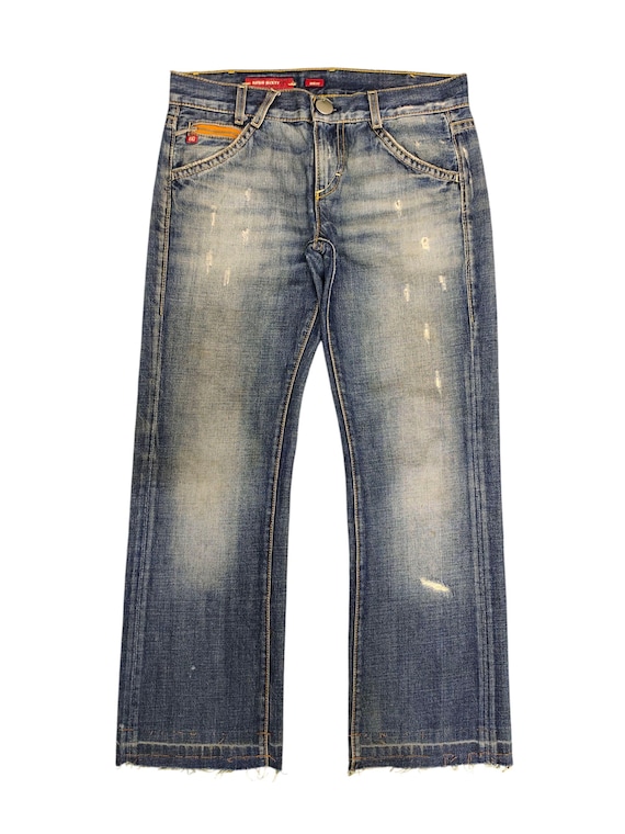 Vintage Y2k Miss Sixty Bigty Clawmark Distress Faded Jeans, Waist