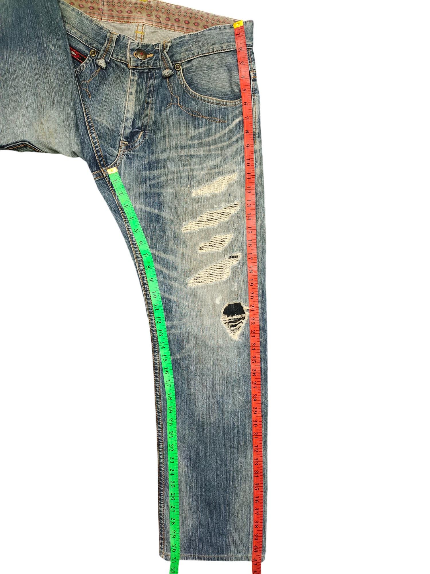 Vintage Y2K Edwin Distressed Denim Jeans - Repaired Boro, W32 - Etsy
