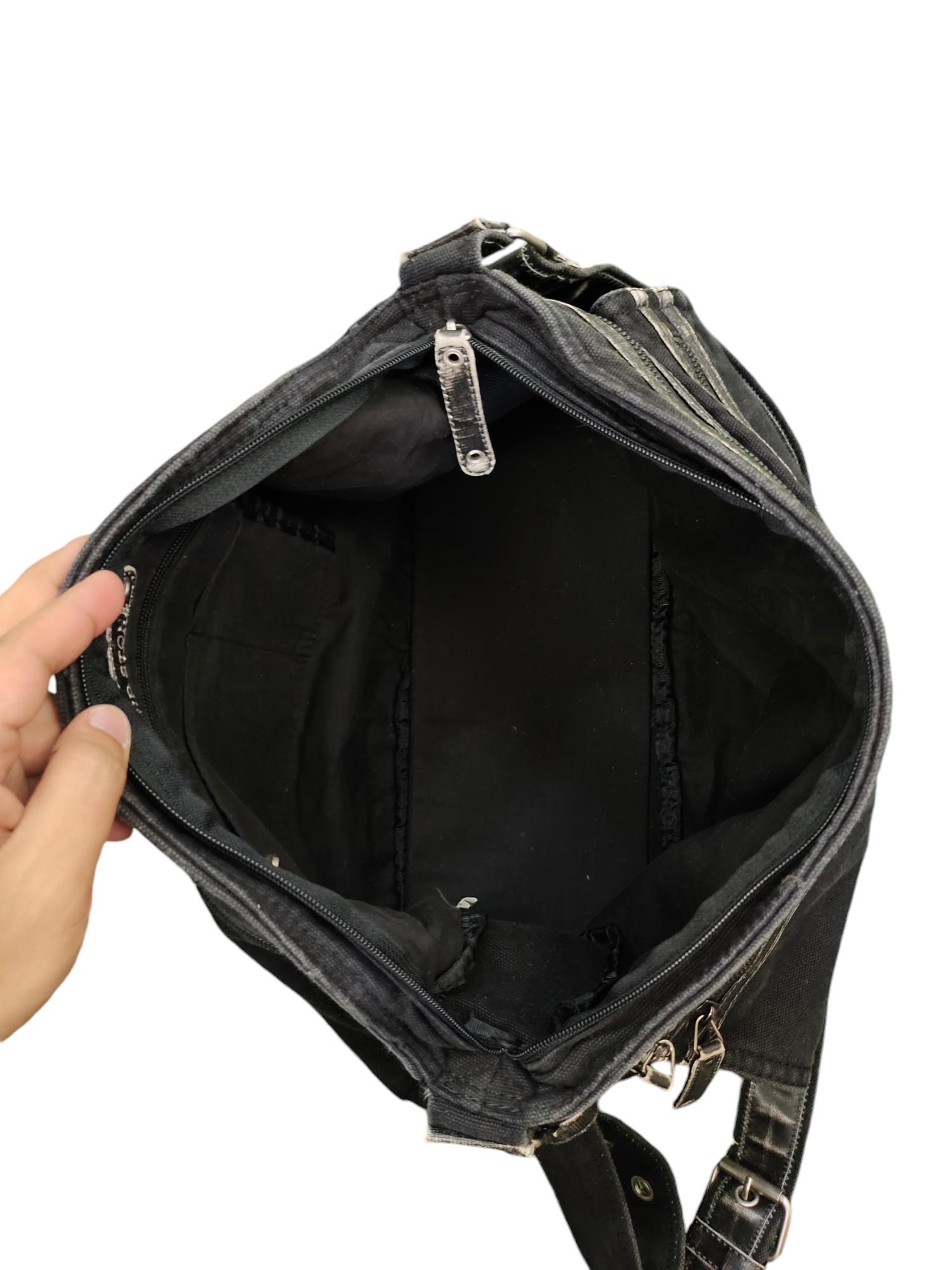 Vintage Grand Stone Japan Canvas Black Sling Crossbody Bag