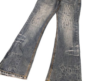 Vintage Studded Flare Jeans, Faded Y2K Style, Waist 30 - Etsy