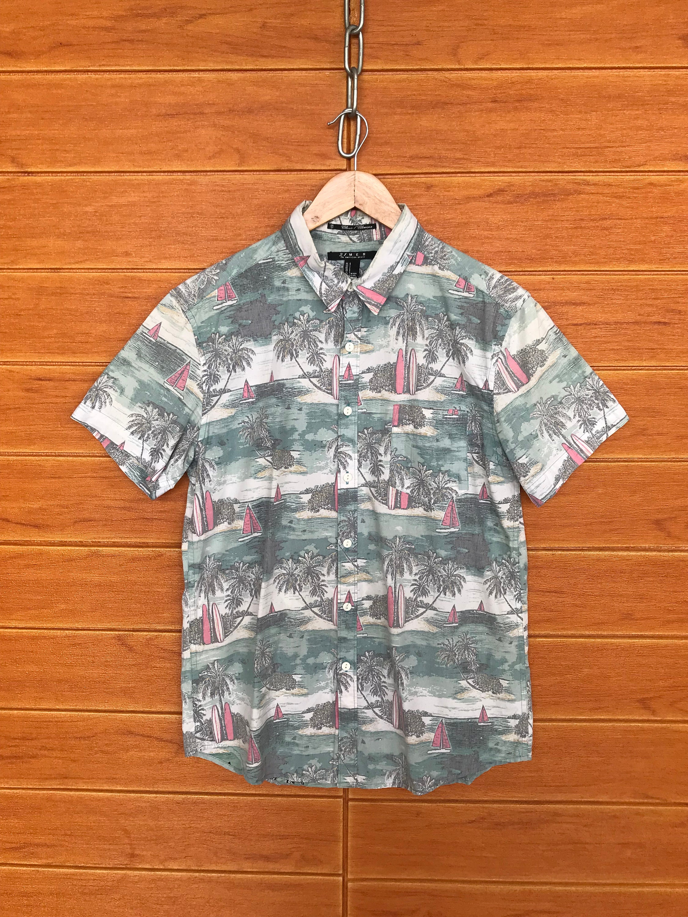 トップス 40s VIEW OF MIAMI ALOHA shirt vintage Vintage Hawaiian Shirt (Aloha) - Short Sleeve - Medium