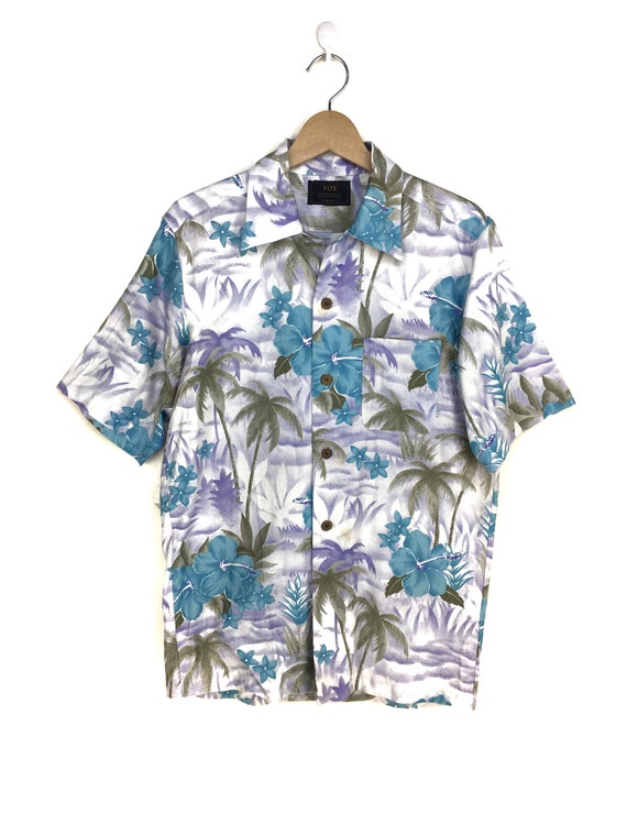 Vintage VOX Hibiscus Coconut Trees Hawaiian Shirt / Aloha Wear - Etsy