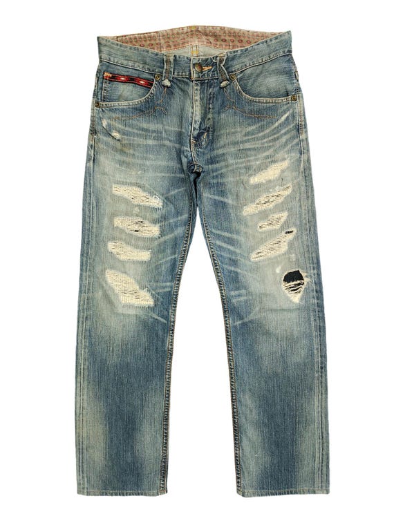 Vintage Y2K Edwin Distressed Denim Jeans - Repaired Boro, W32 - Etsy