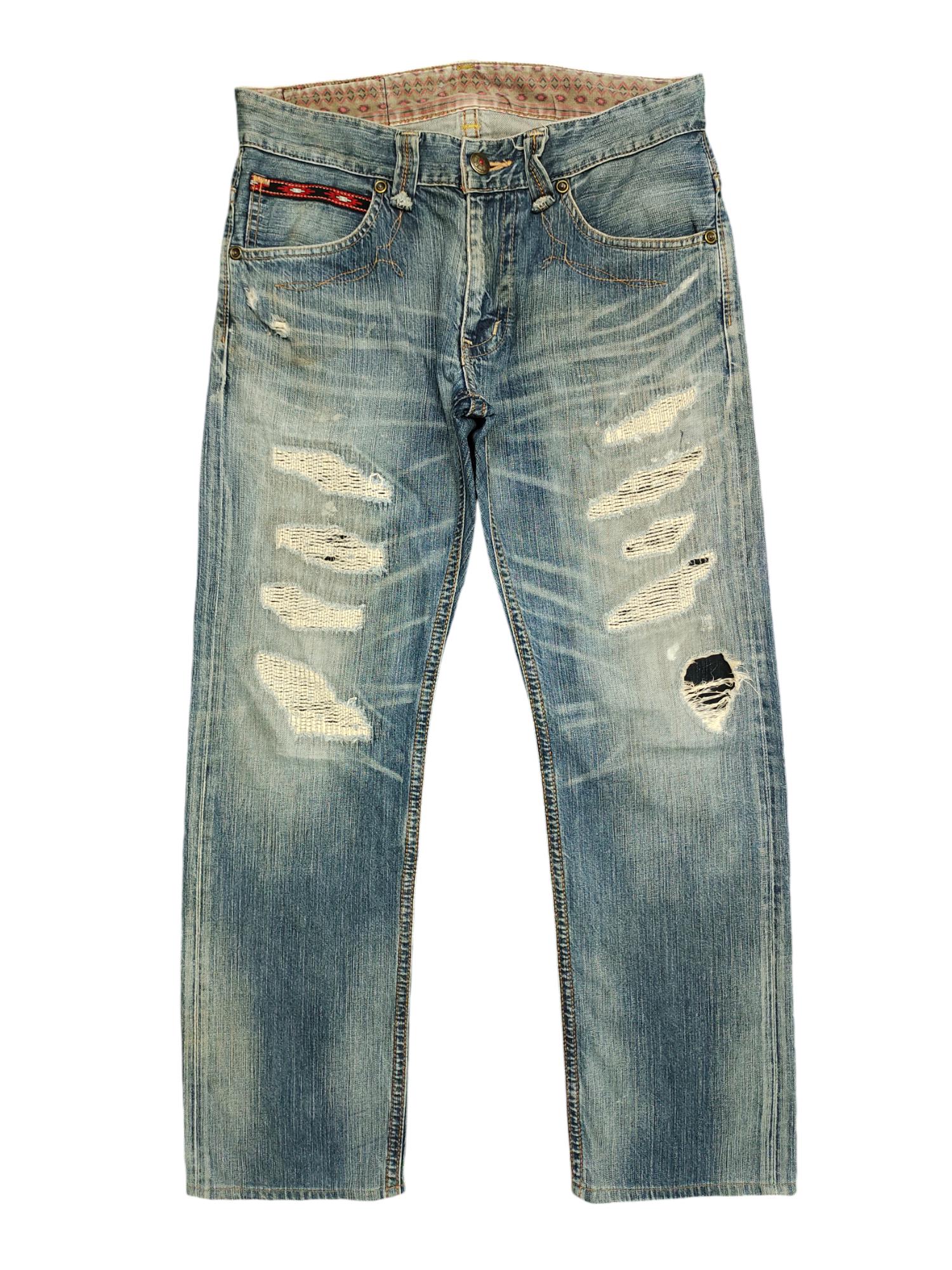 Waste(twice) - ♡ W32x31 Vintage Y2k Edwin Xv Repaired Boro Distress Faded