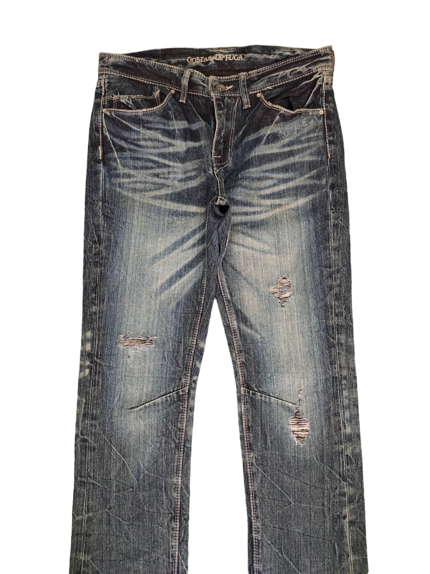 パンツ \"GOSTAR DE FUGA\" Damage Zip Denim GOSTAR DE FUGA