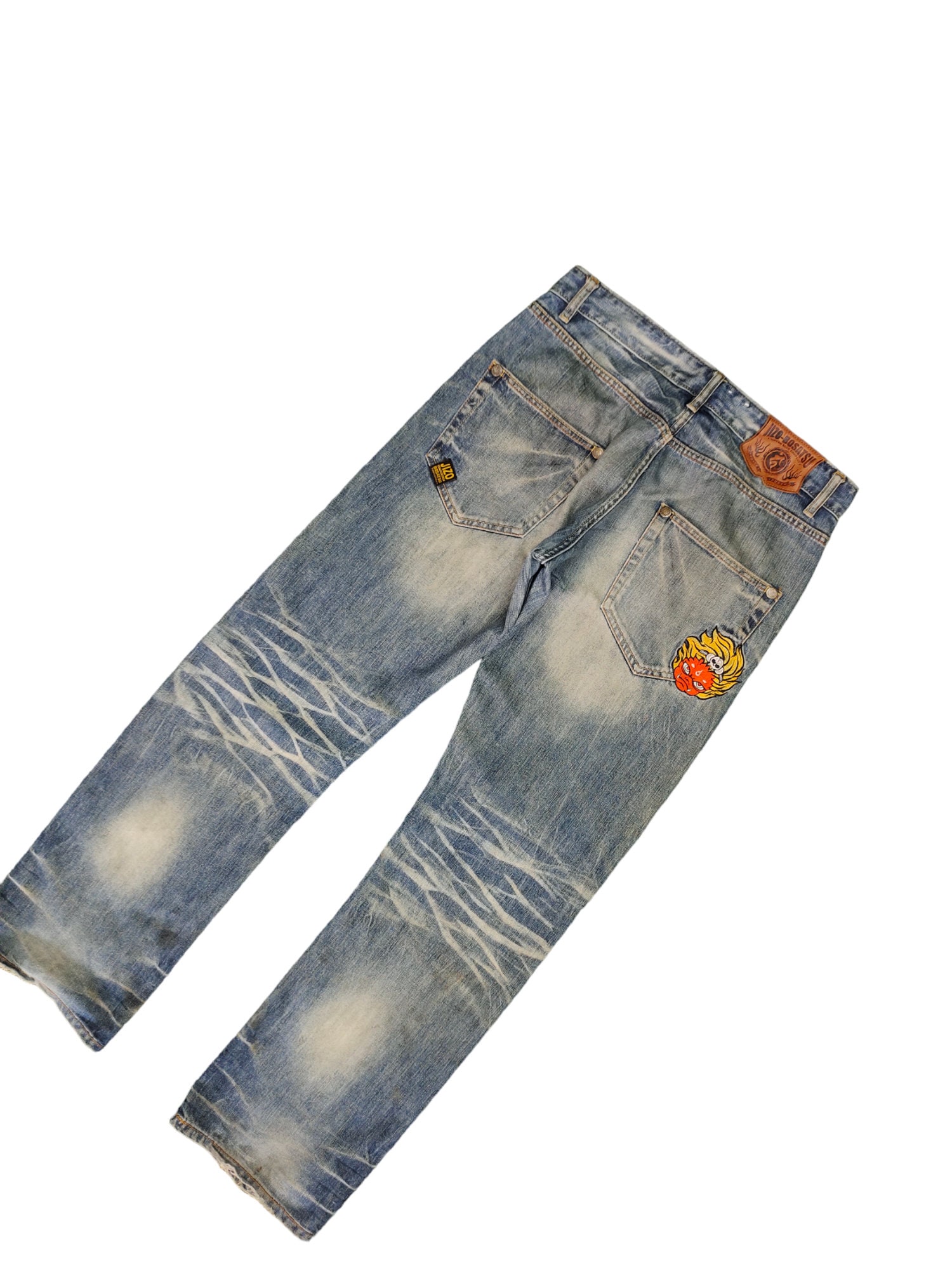 W34x32 Vintage Y2k Jizo-bosatsu Embroidered Jeans Karakuri W34x32 Vintage Y2k Jizo-bosatsu Embroidered Jeans Karakuri